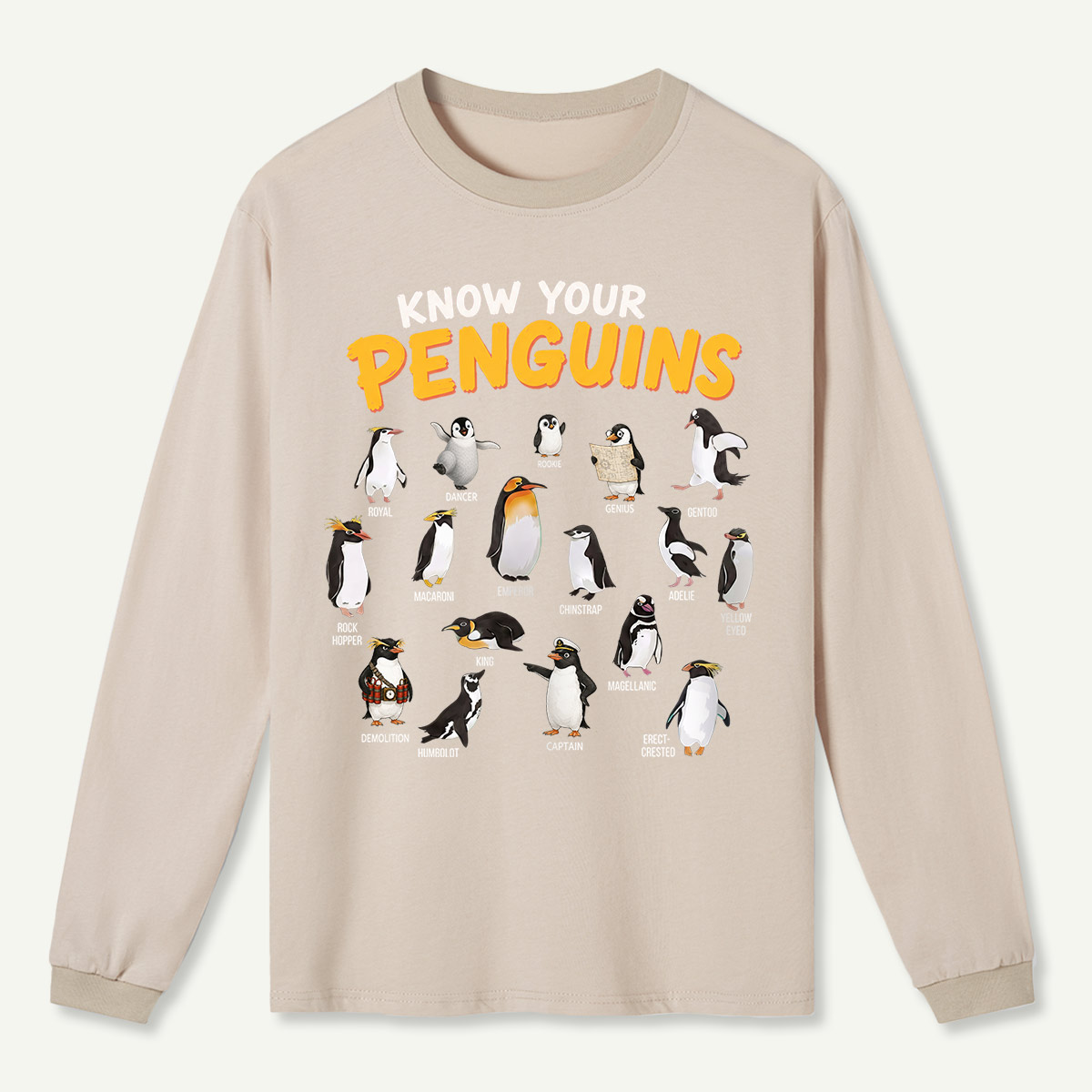 Know Your Penguins Penguin Species T‑Shirt Long Sleeve T-Shirt