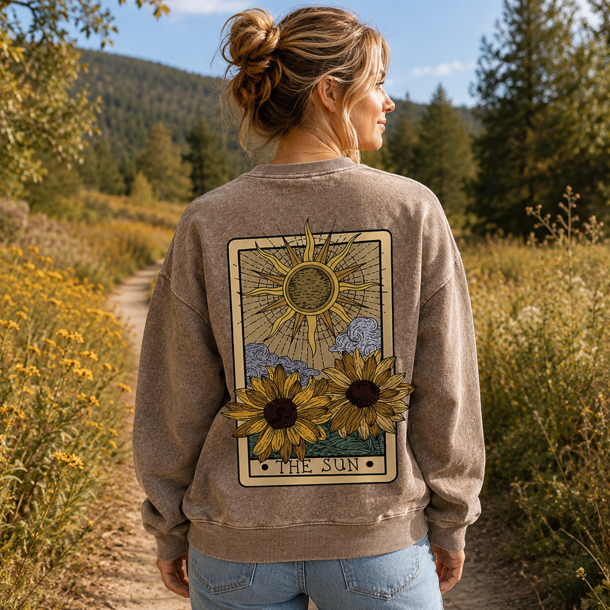 The Sun in Sunflower Season Washed Sweatshirts