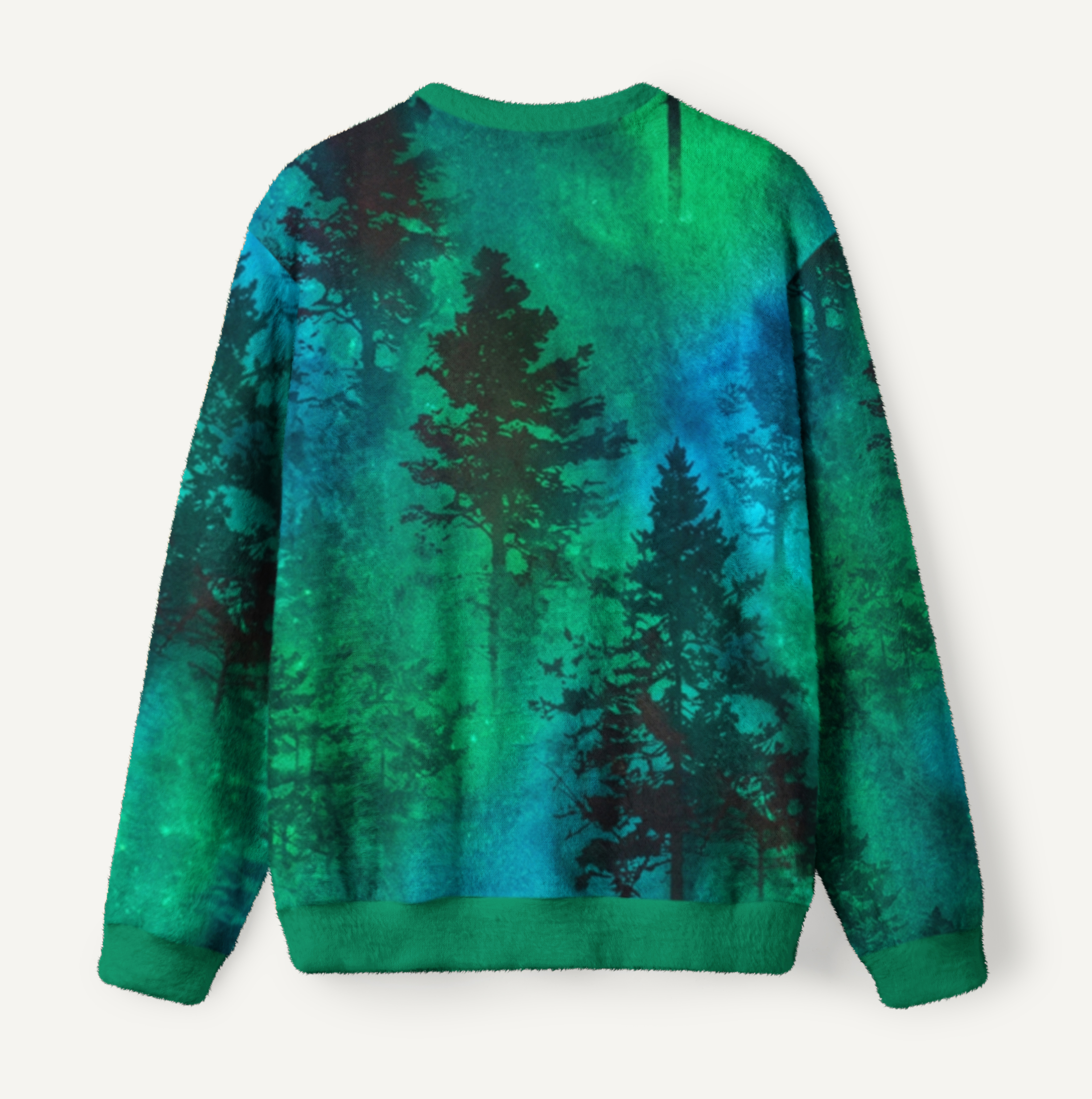 Nature Glowing Forest Tree Ugly Fuzzy Fleece Sweatshirt