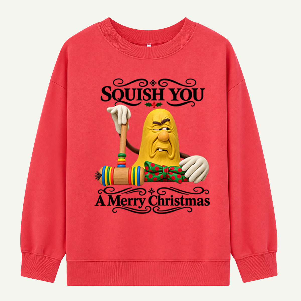 Squish You A Merry Christmas Funny Grumpy Banana Sweatshirts