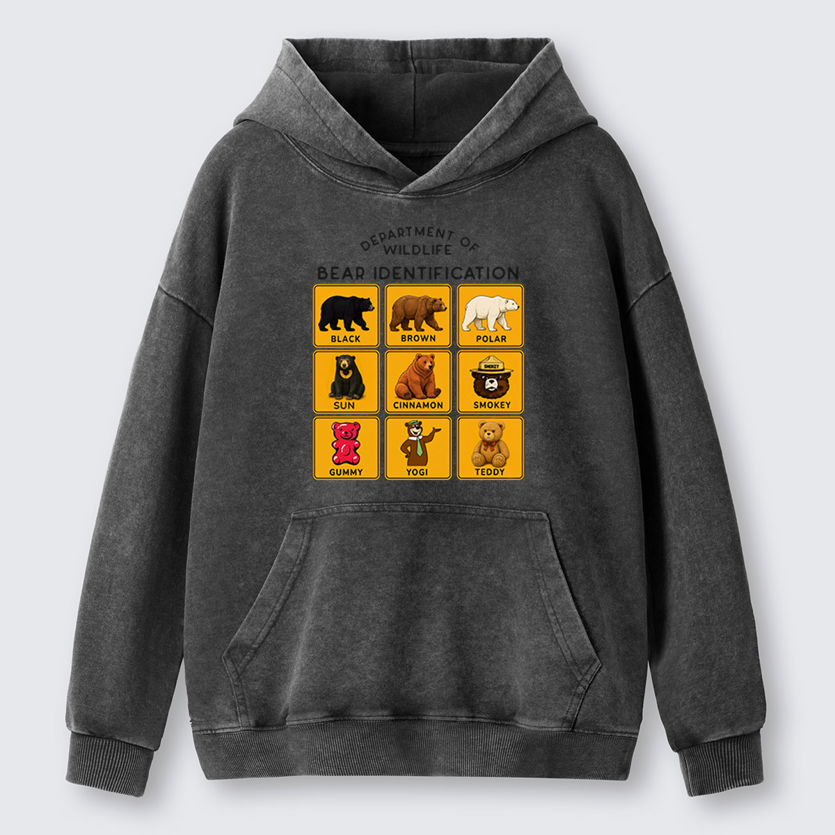 Department of Wildlife Bear Identification Gummy Bear Washed Hoodie