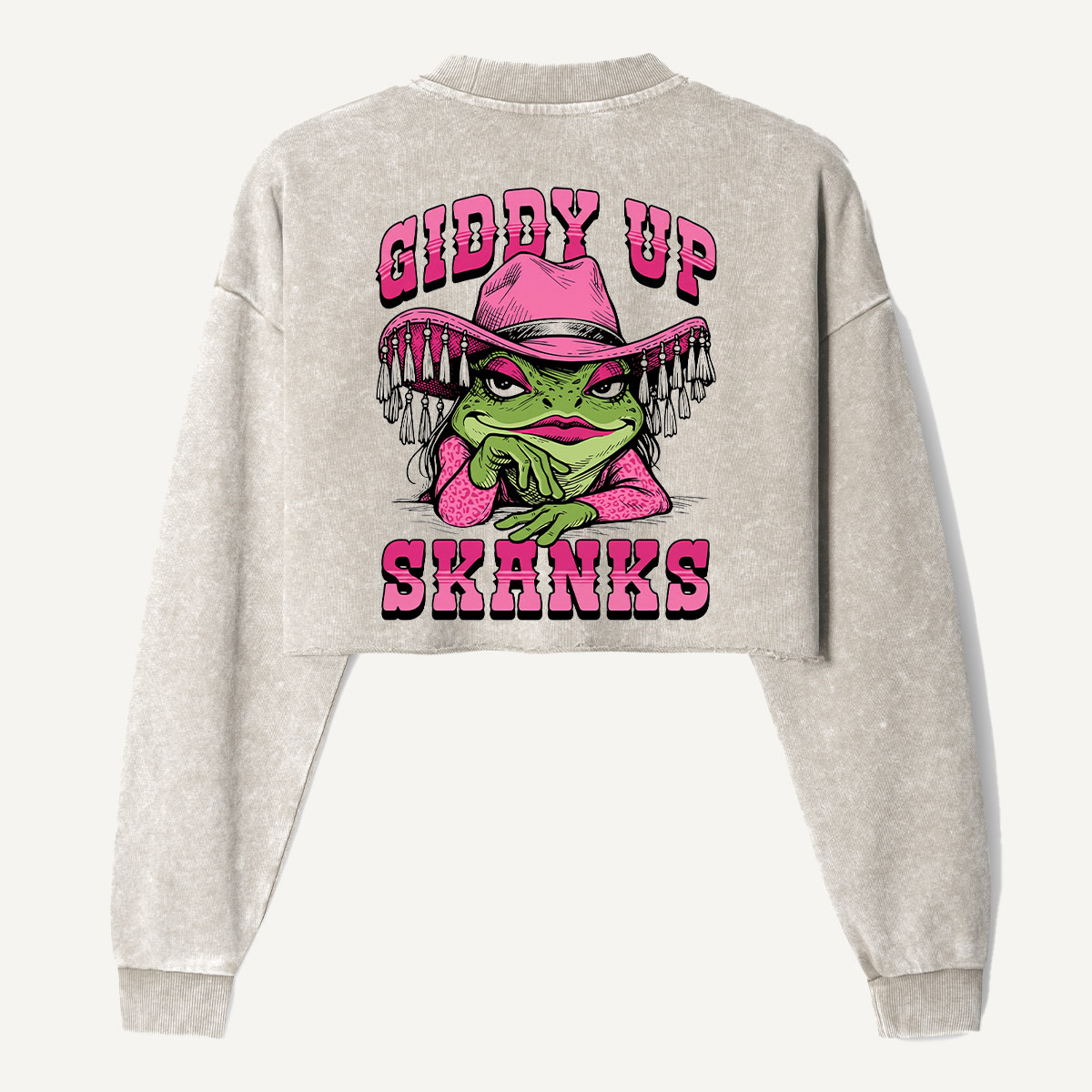 Giddy Up Shrimpies Western Shrimp Women's Washed Cropped Sweatshirt