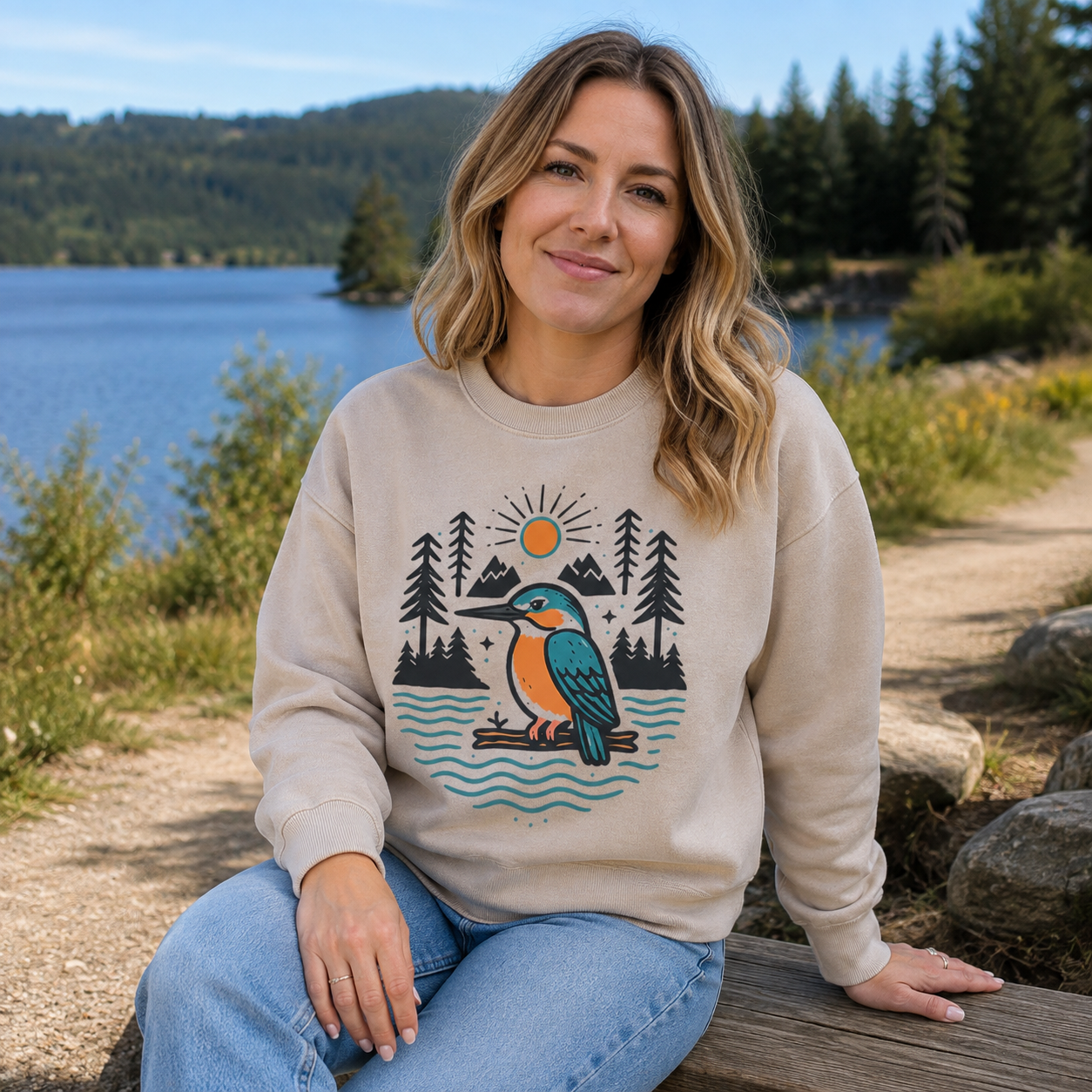 Kingfisher by the Water Washed Sweatshirts