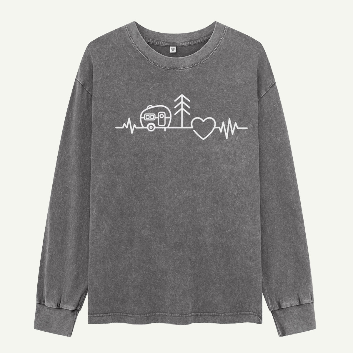Camping Is My Heartbeat Washed Long Sleeves
