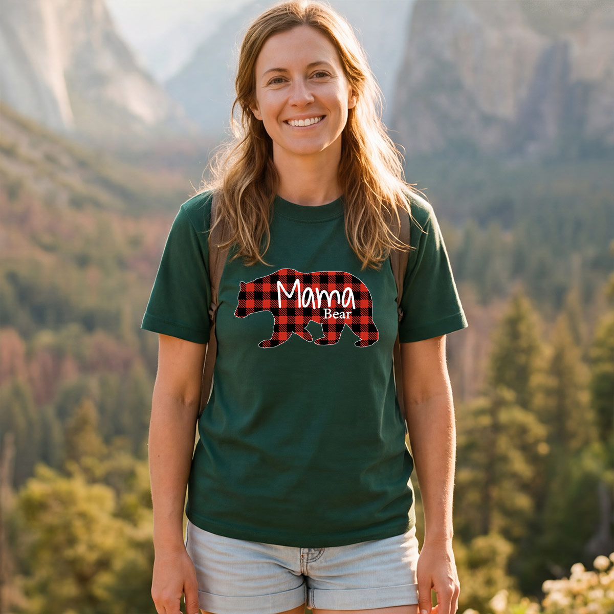 Mommy Bear Buffalo Red Plaid T-Shirt