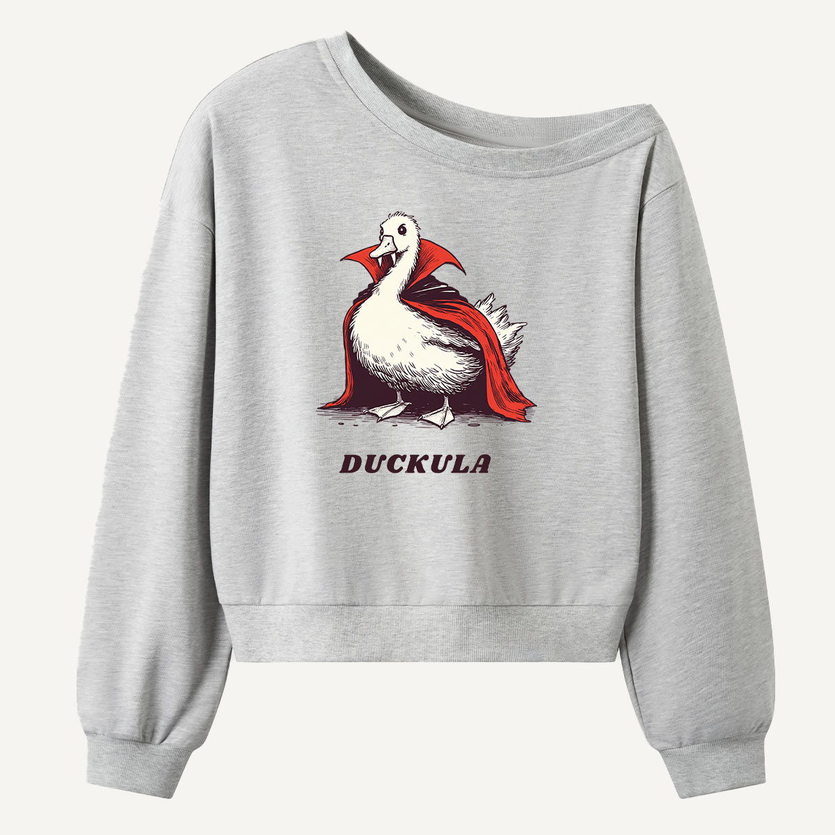 Duckula Gothic Duck Portrait Women Off Shoulder Sweatshirt