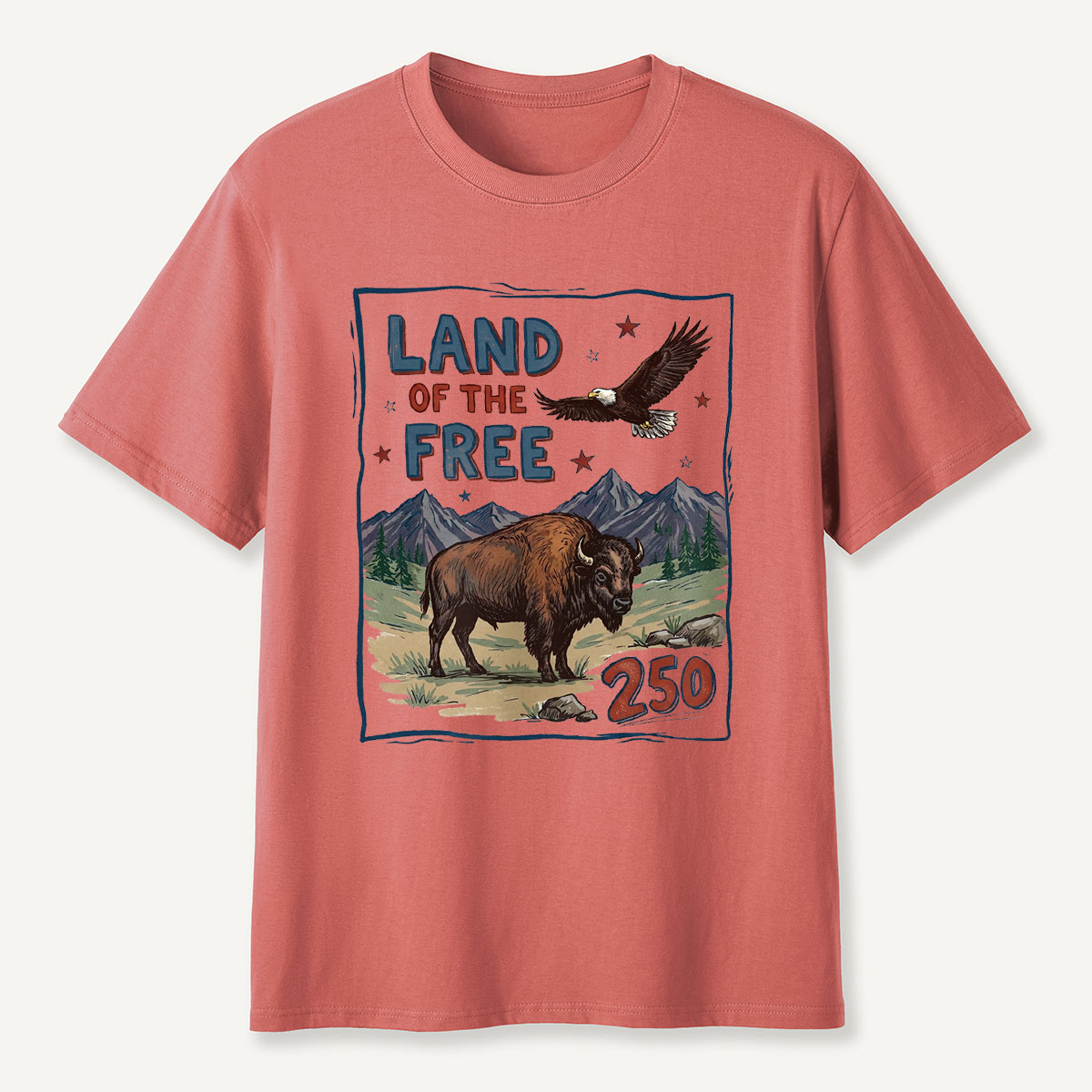 American Wildlife Land of the Free Bison and Eagle T-Shirt