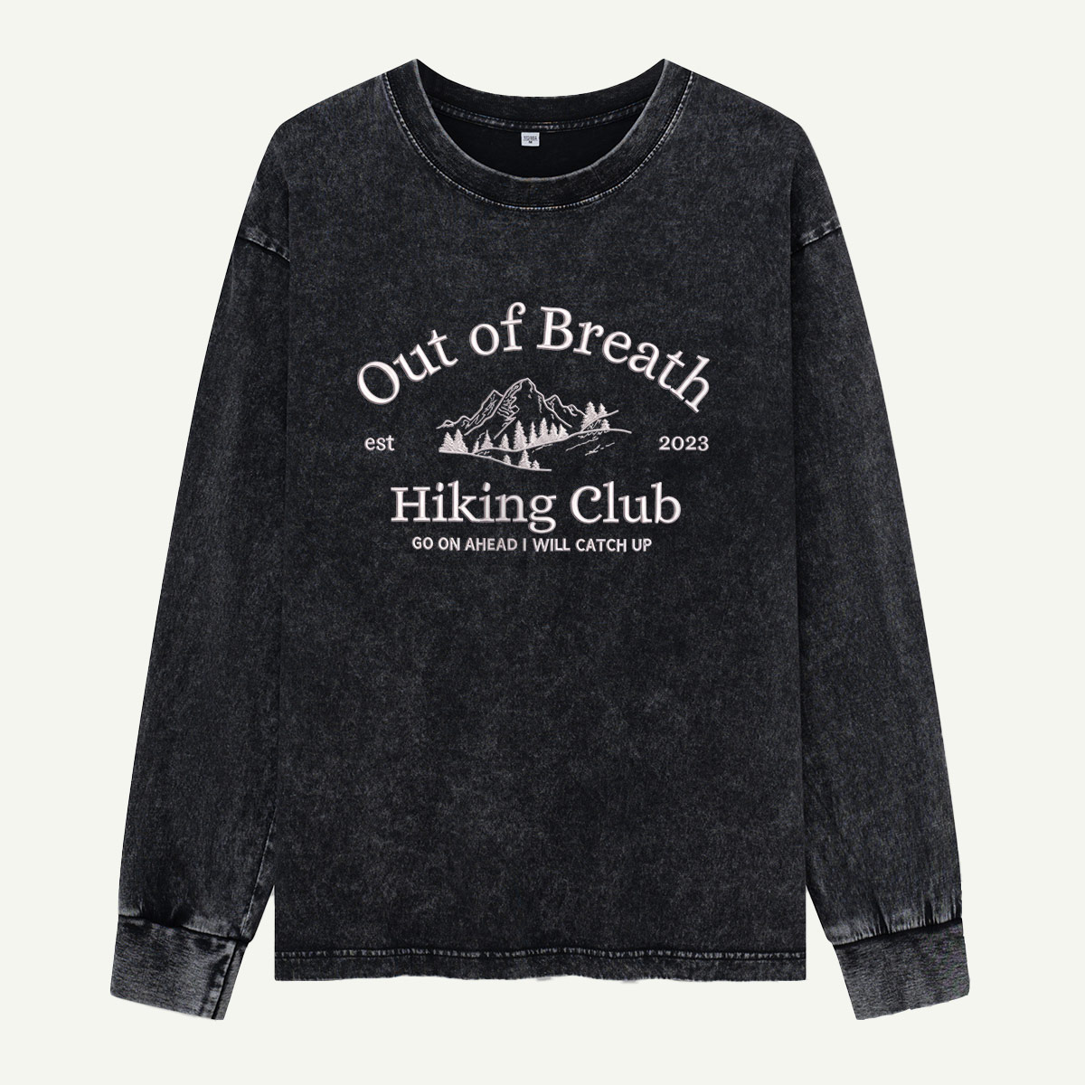 Out of Breath Hiking Club Catch Up Later Embroidered Washed Long Sleeves