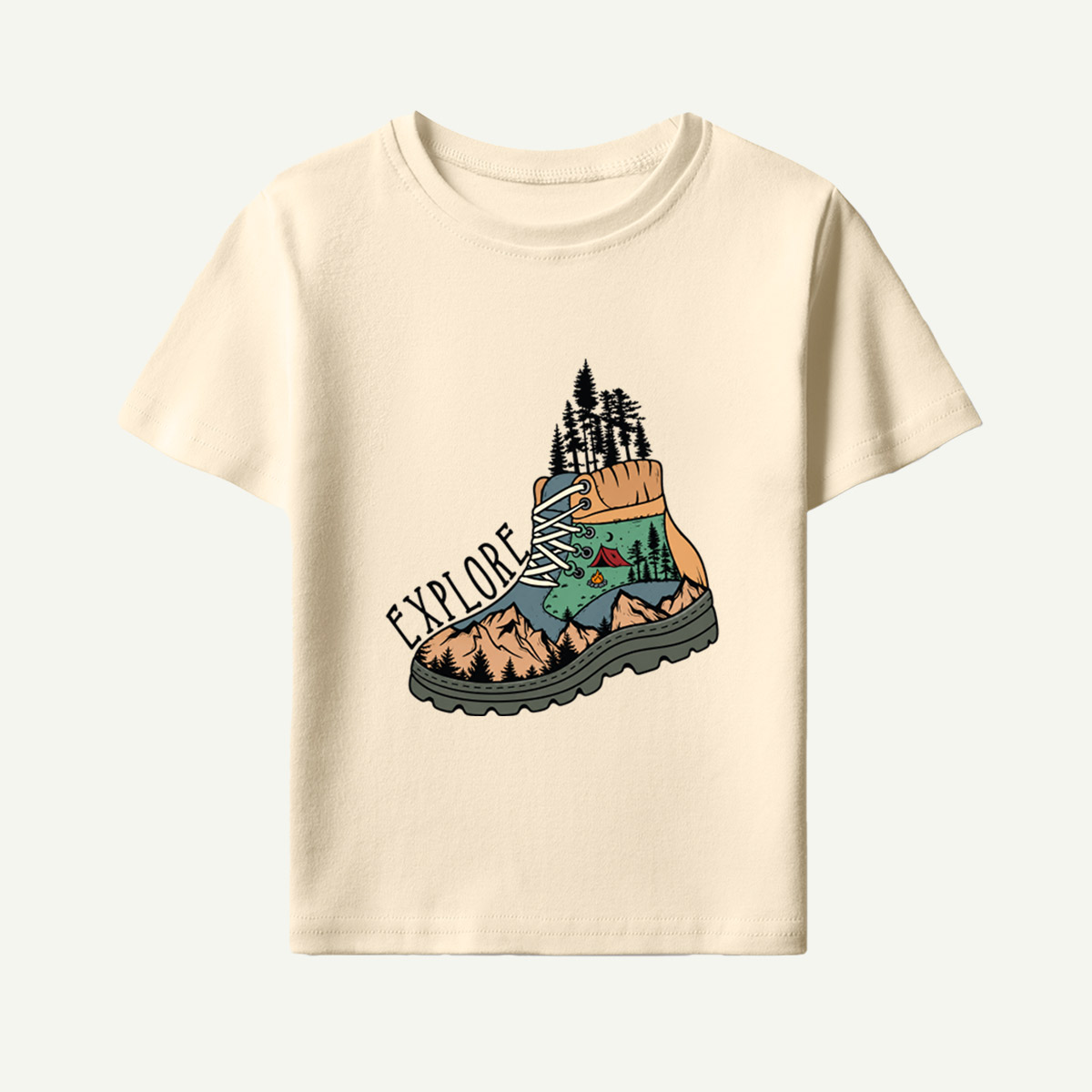 Explore Outdoor Boot Landscape Kids T-Shirt