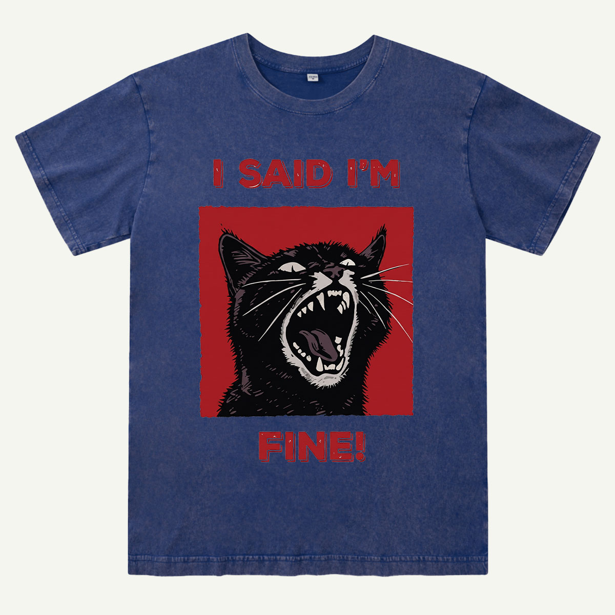 I Said I'm Fine! Funny Black Cat Washed T-Shirt