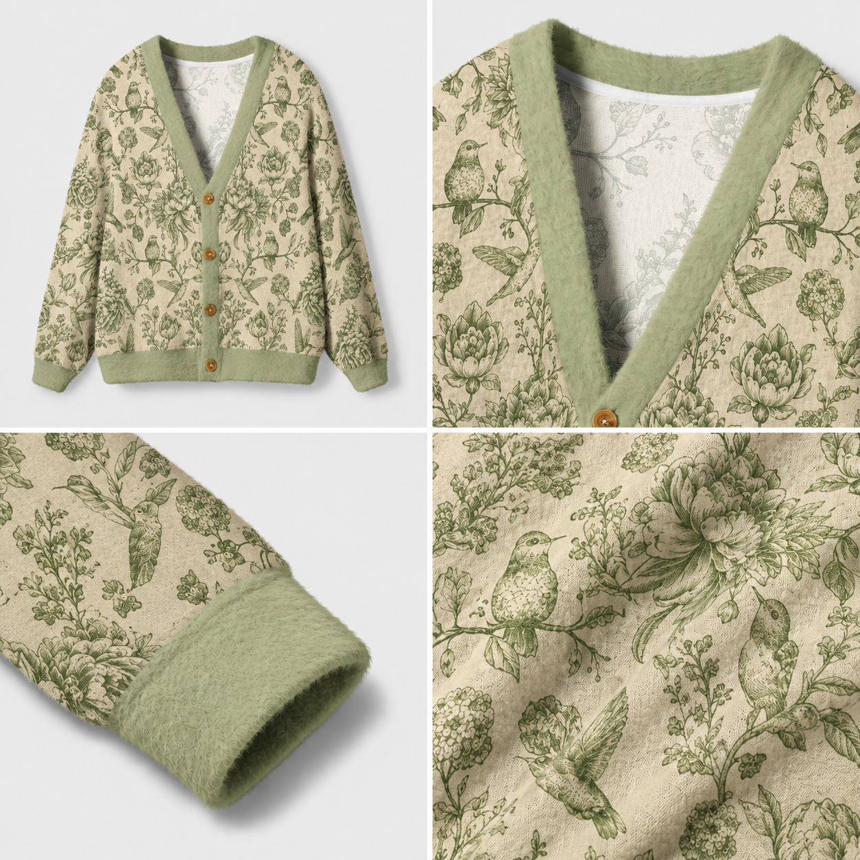 Garden Song Toile Ugly Cardigan Sweaters