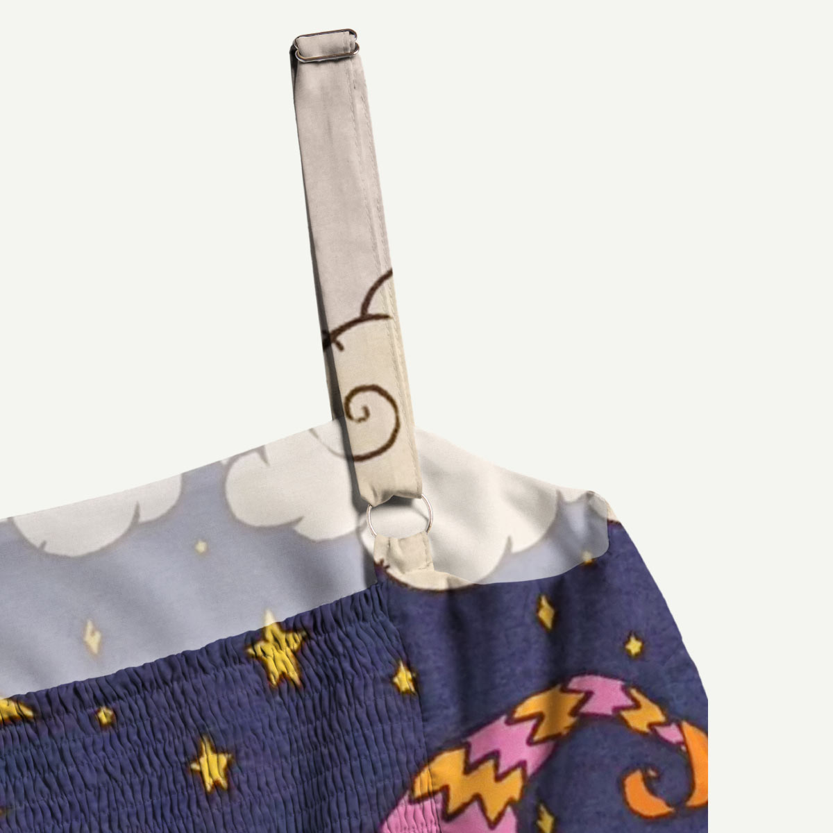 Whimsical Frog and Mushroom Straps Maxi Dress With Pockets