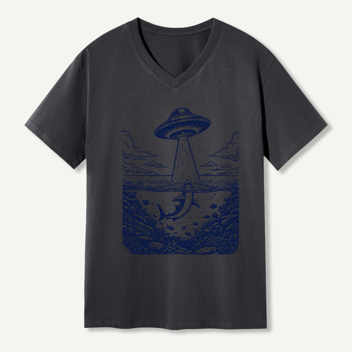 Alien Abduction Ocean Encounter V-neck T-Shirt