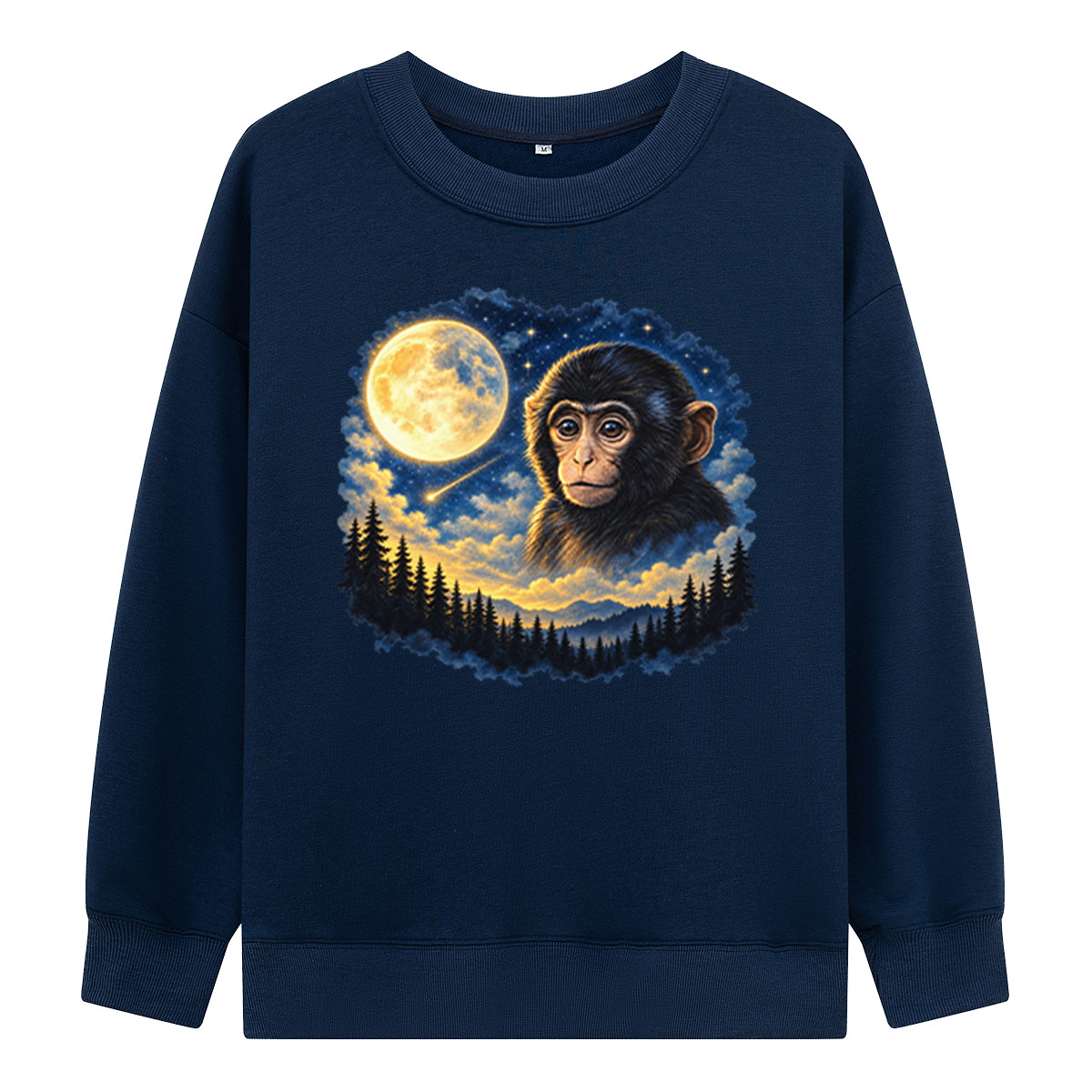 Moonlit Chimpanzee Forest Portrait Sweatshirts