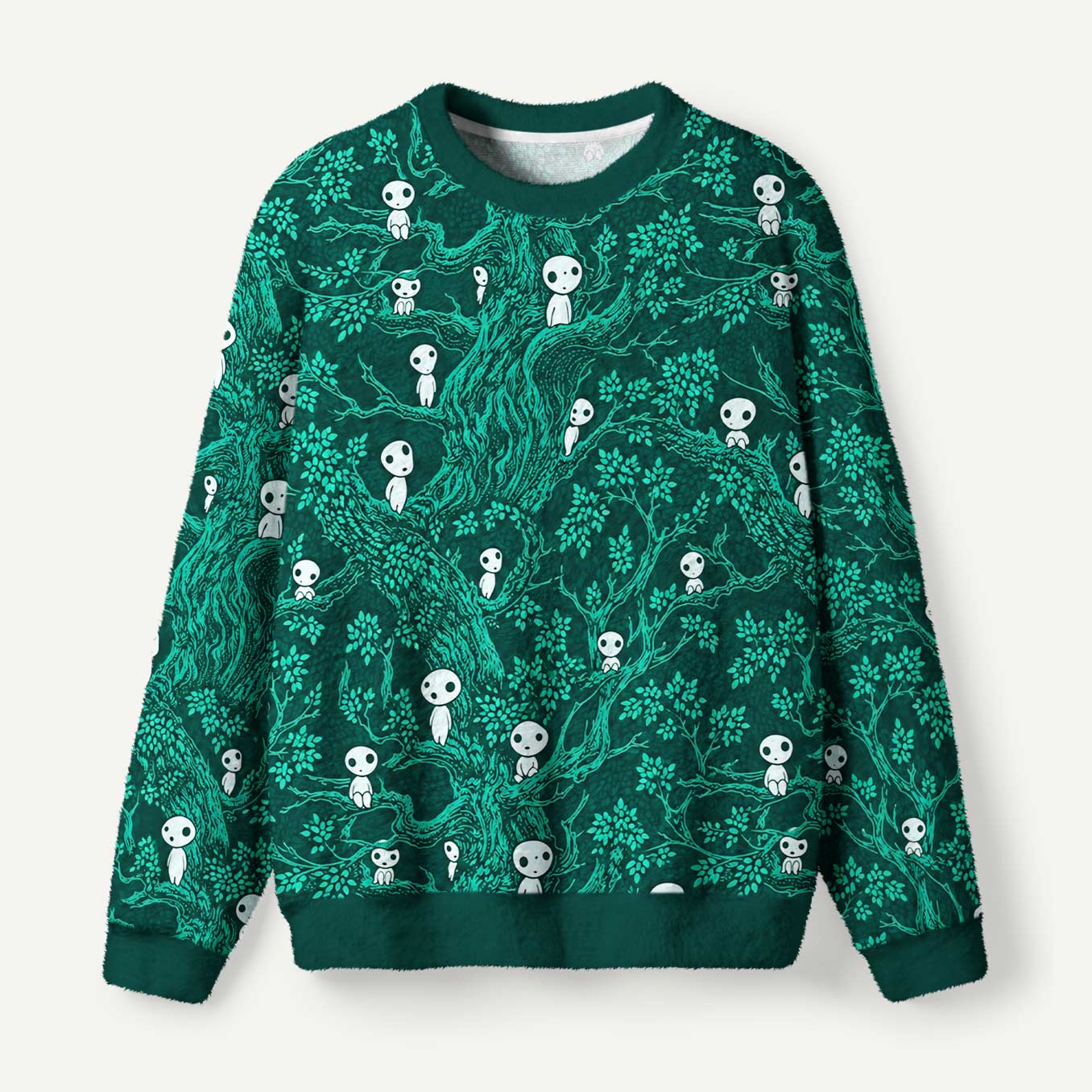 Princess Mononoke Inspired Forest Spirits In An Enchanted Tree Ugly Fuzzy Fleece Sweatshirt