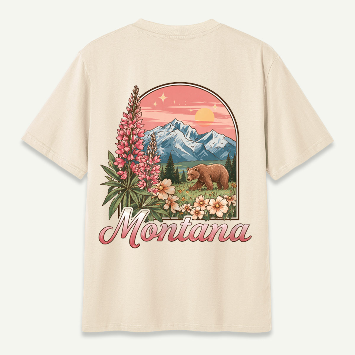 Montana Wildflowers Bear Mountain Landscape T-Shirt