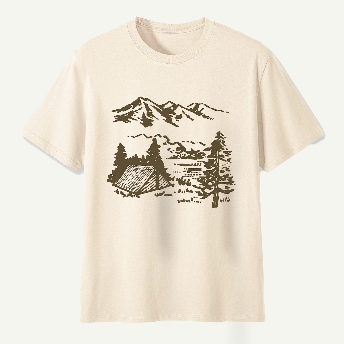 Mountain Campsite Wilderness Sketch T-Shirt
