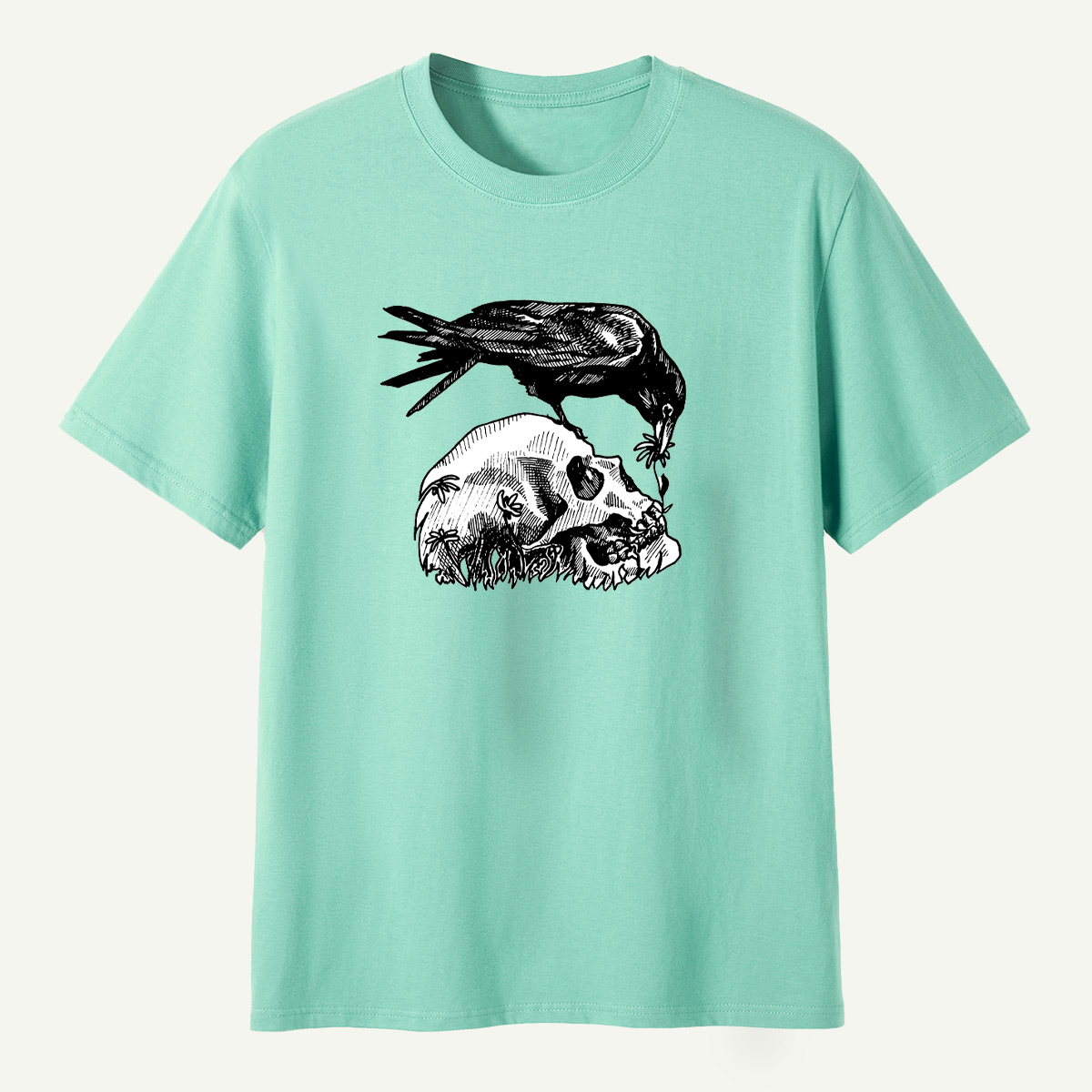 Raven Perched On Skull T-Shirt