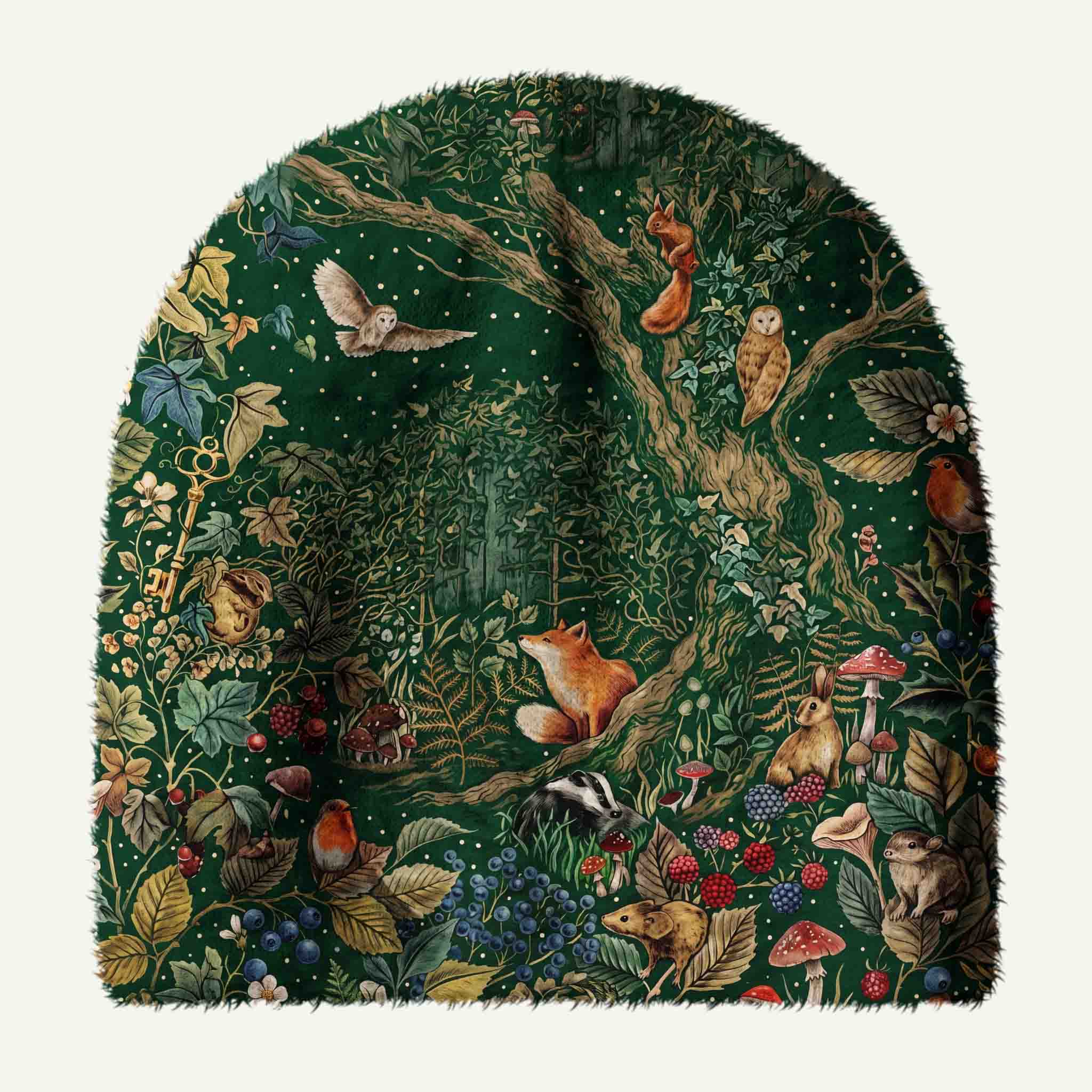 Woodland Tapestry Animal Plush Knit Hat