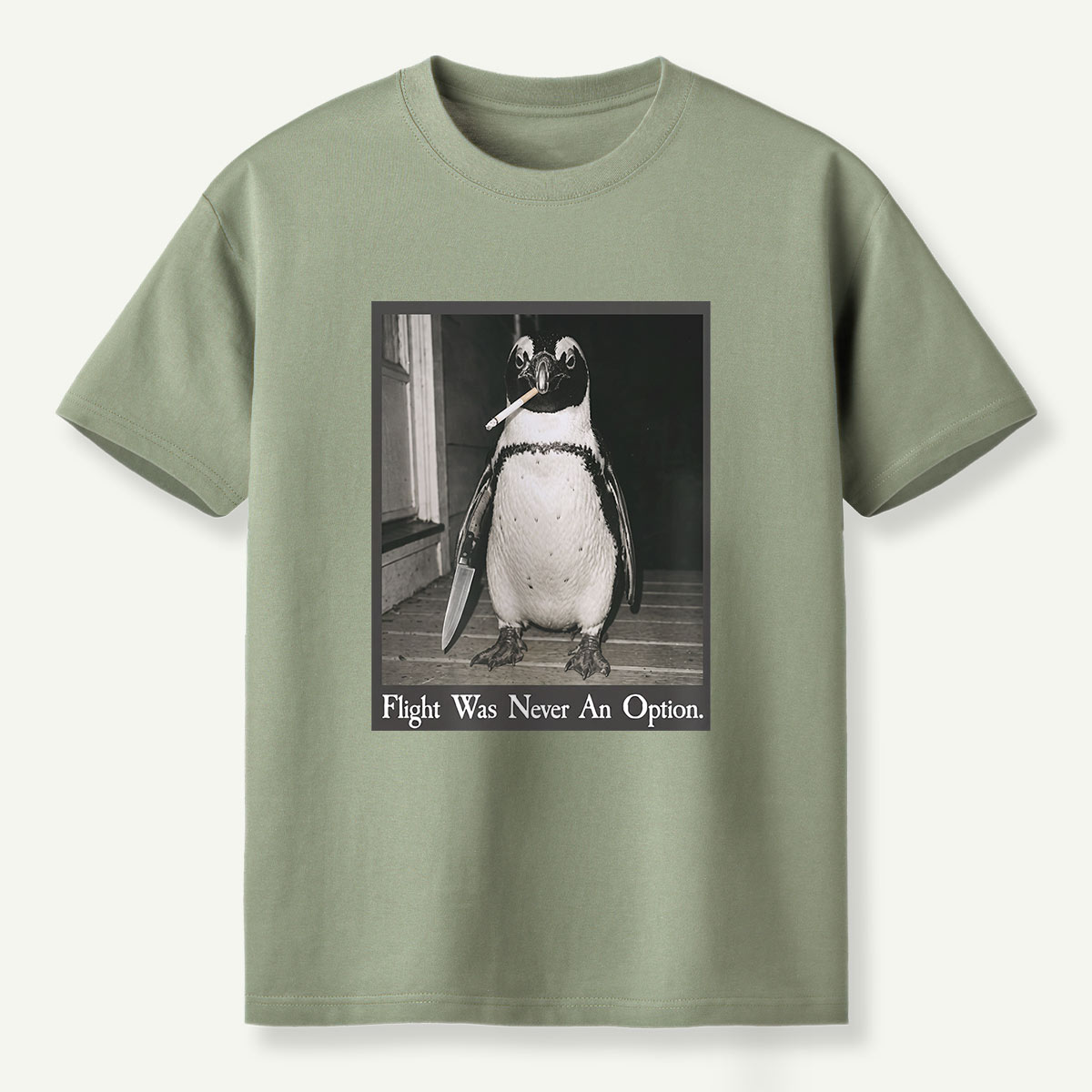 Flight Was Never An Option Penguin Portrait T-Shirt