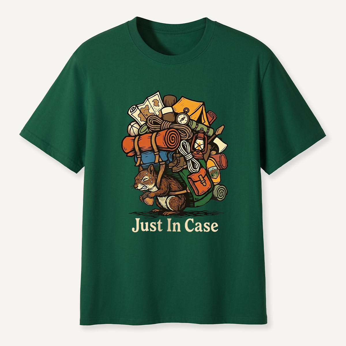 Squirrel Carrying Camping Gear Just In Case T-Shirt