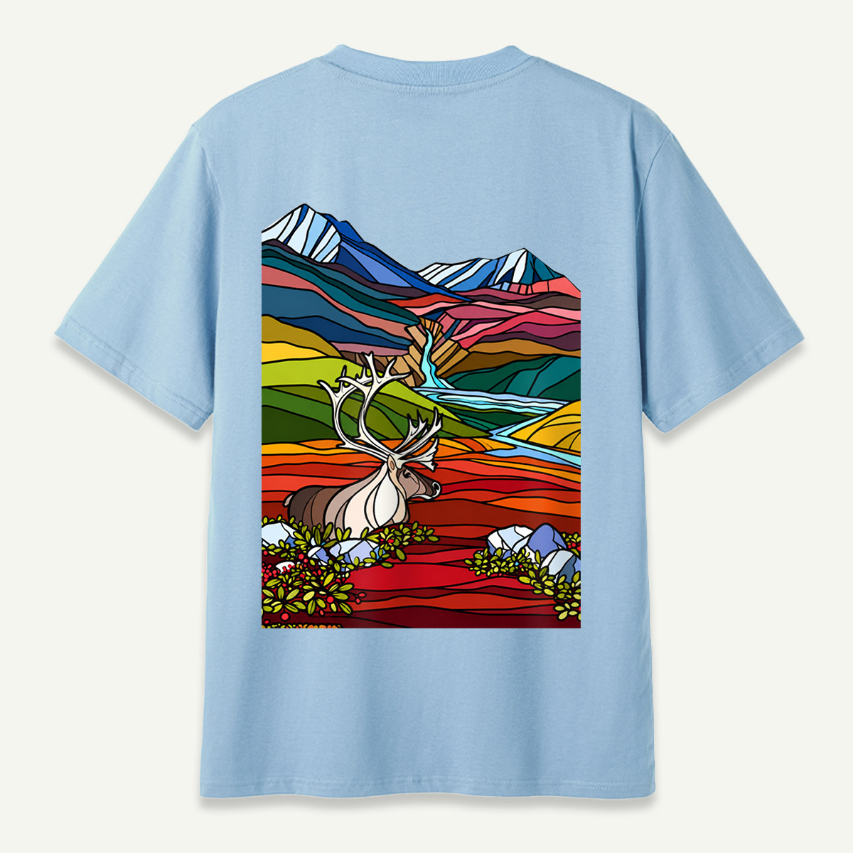 Caribou Tundra Mountain Valley Wilderness Landscape T-Shirt