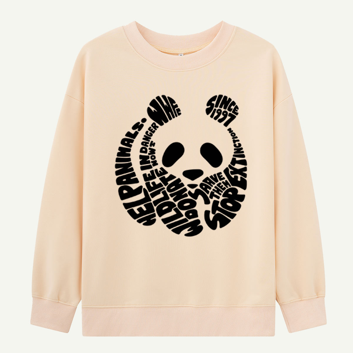 Panda Wildlife Typography Art Sweatshirts