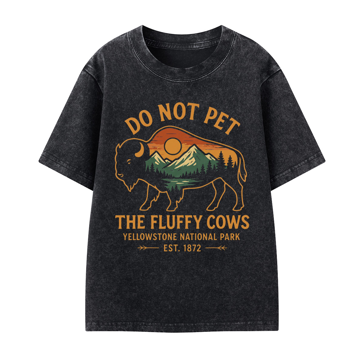 Do Not Pet The Fluffy Cows Buffalo Yellowstone National Park Kids Washed T-Shirt