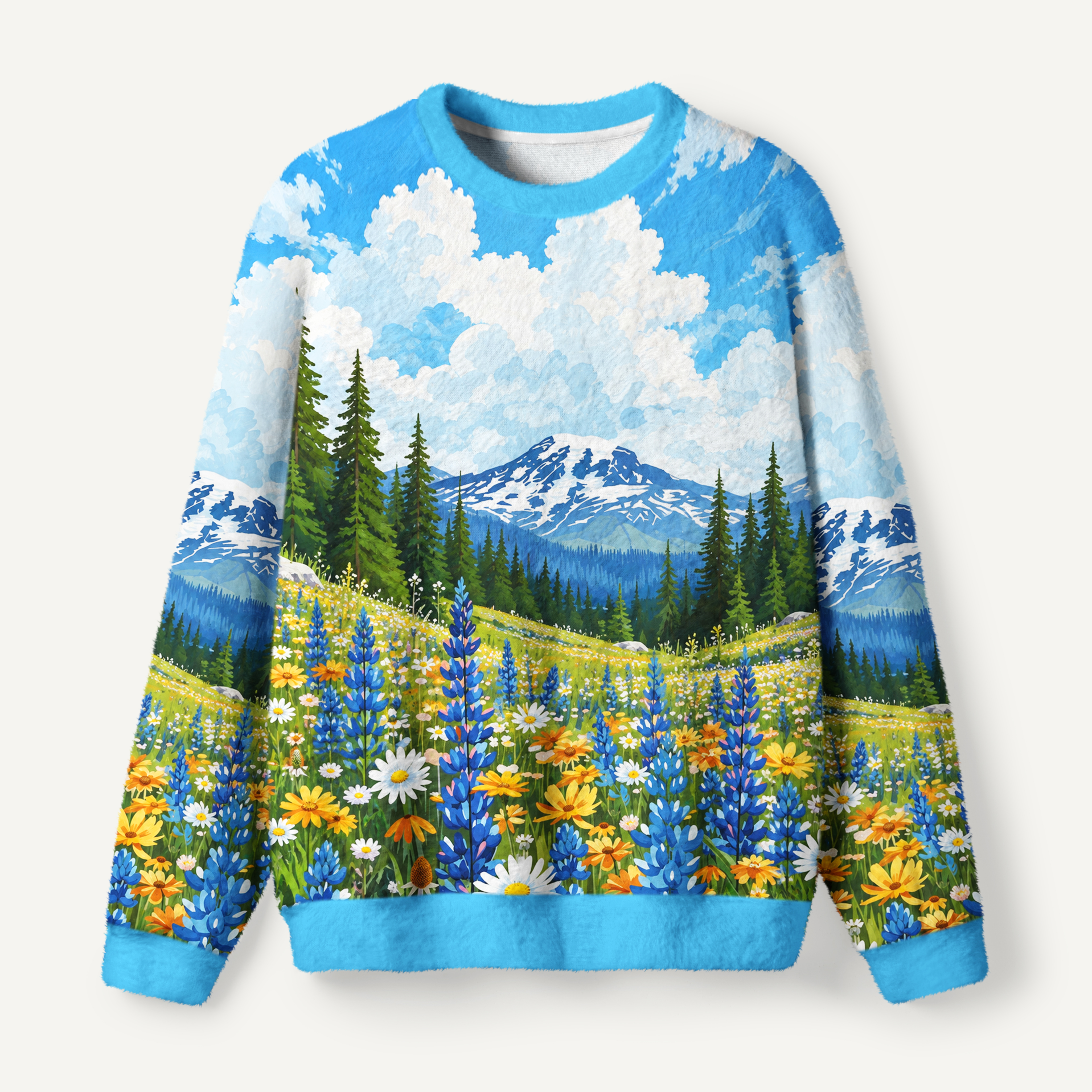 Cardinal In Green Forest Canopy Ugly Fuzzy Fleece Sweatshirt