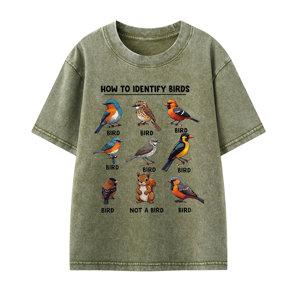 Funny Bird How to Identify Birds Kids Washed T-Shirt