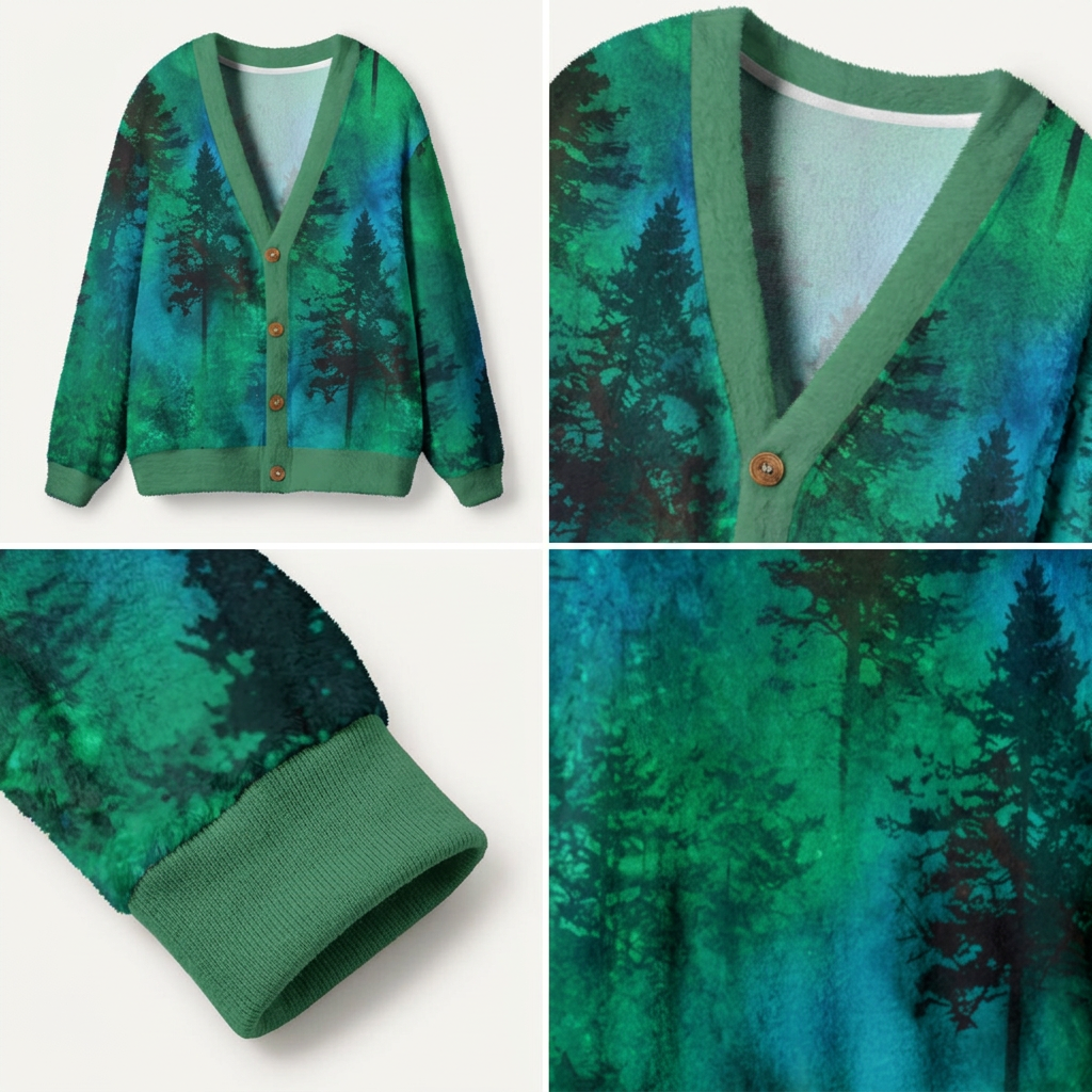 Nature Glowing Forest Tree Eco All-Over Print Ugly Cardigan Sweaters
