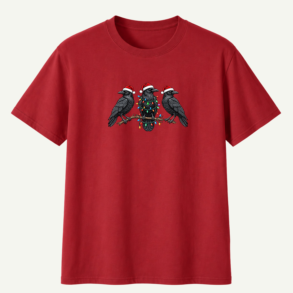 Christmas Ravens With Holiday Lights T-Shirt