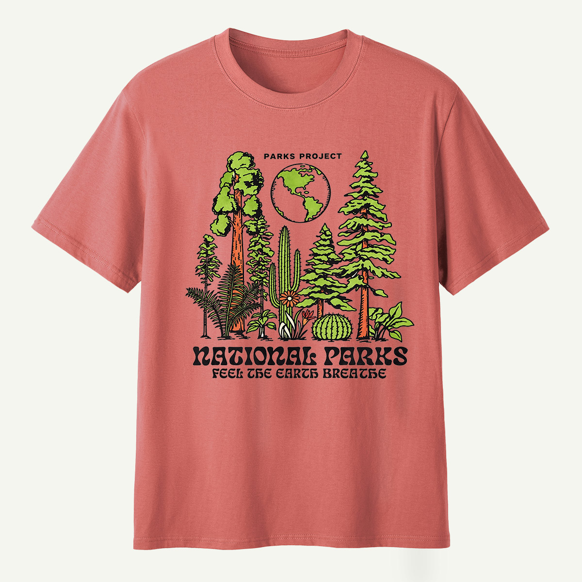 National Parks Feel The Earth Breathe Redwood Cactus Forest T-Shirt
