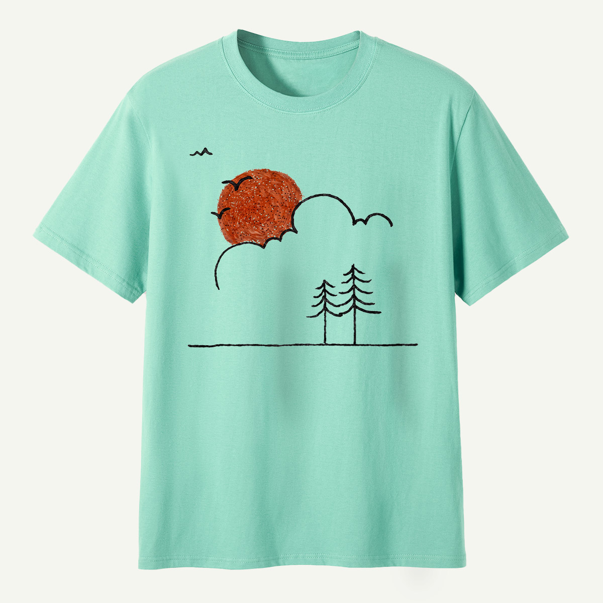 Minimal Sunset Pine Trees T-Shirt