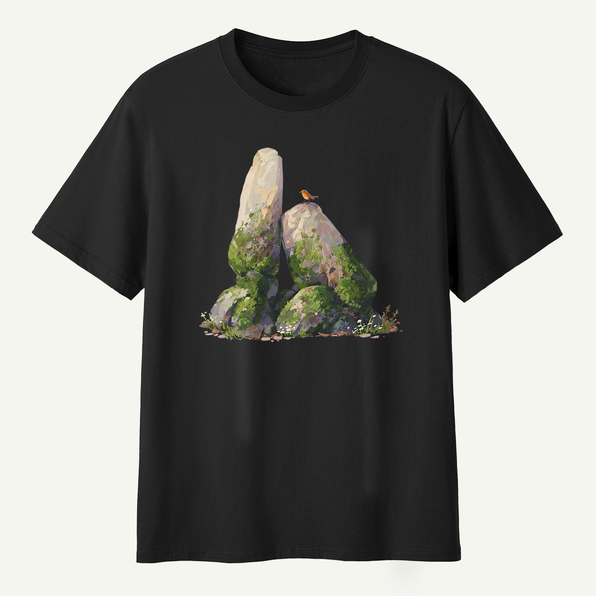 Mossy Standing Stones Woodland Scene T-Shirt