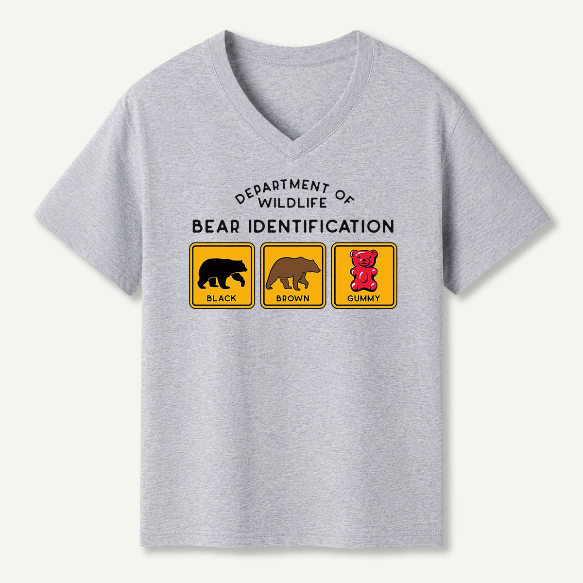 Bear Tee Cotton Classic V-neck T-Shirt