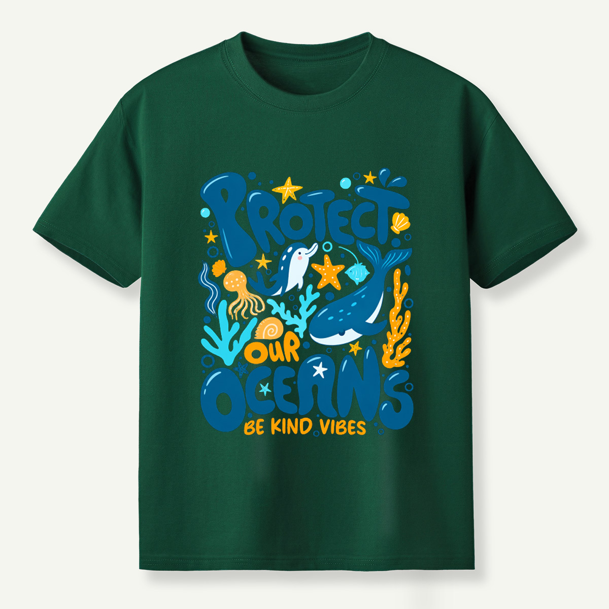 Protect Our Oceans Be Kind Vibes Whale Dolphin Coral T-Shirt