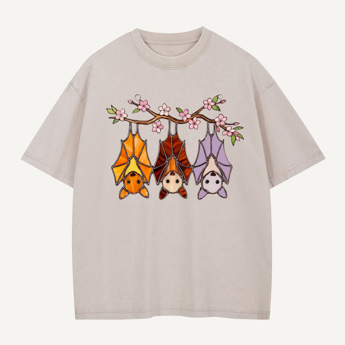Cherry Blossom Bat Trio Washed T-Shirt