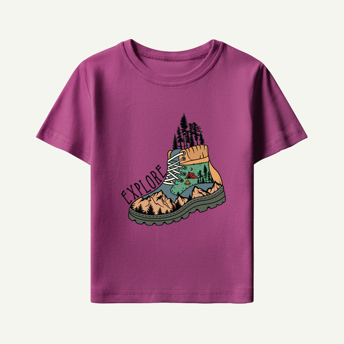 Explore Outdoor Boot Landscape Kids T-Shirt