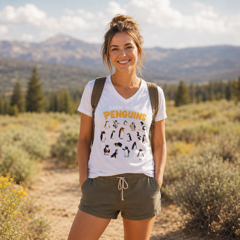 Know Your Penguins Penguin Species V-neck T-Shirt
