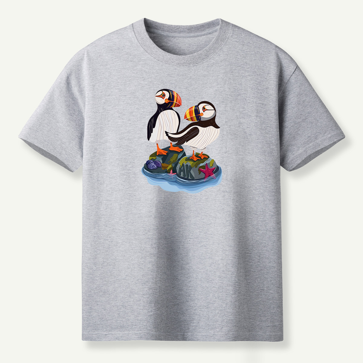 Alaska Puffin Pair Rocky Coast Marine Wildlife T-Shirt