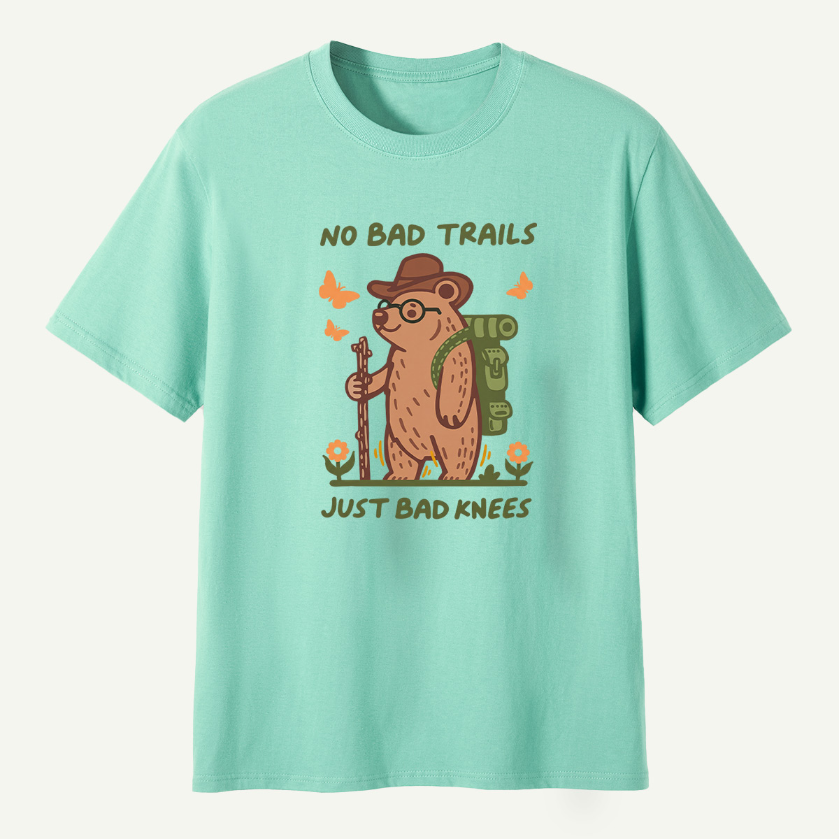 No Bad Trails Just Bad Knees Hiking Bear T-Shirt