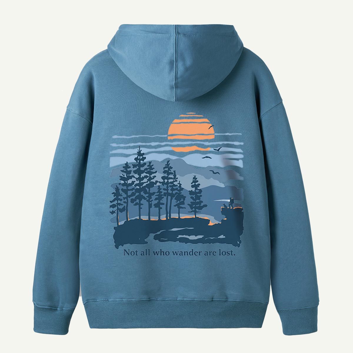 Not All Who Wander Are Lost Mountain Sunset Back Printed Hoodie