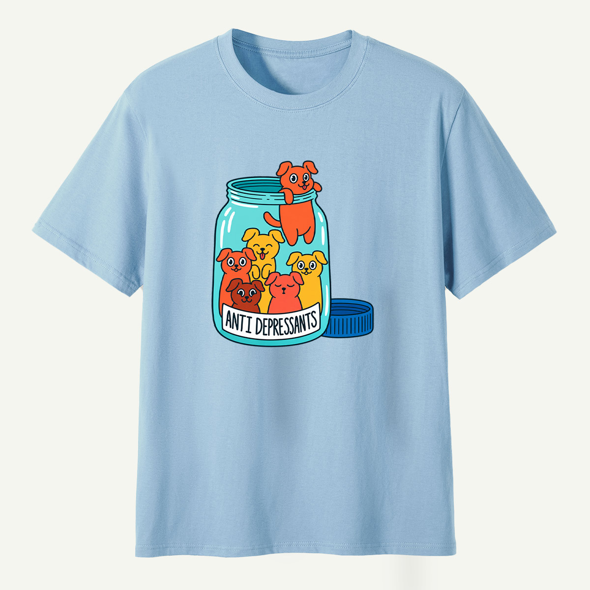 Anti Depressants Puppy Jar Funny Illustration T-Shirt