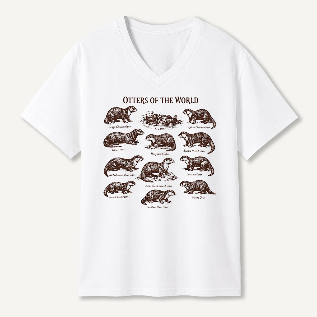 Otters Of The World Wildlife Guide V-neck T-Shirt