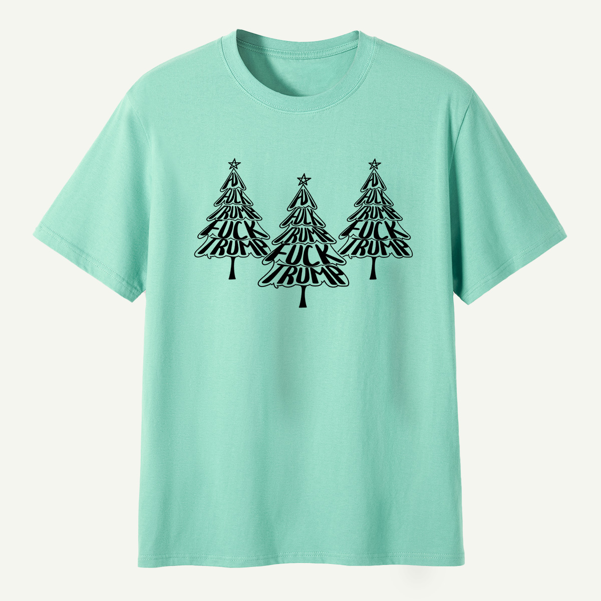 Fuck Trump Christmas Tree Typography T-Shirt