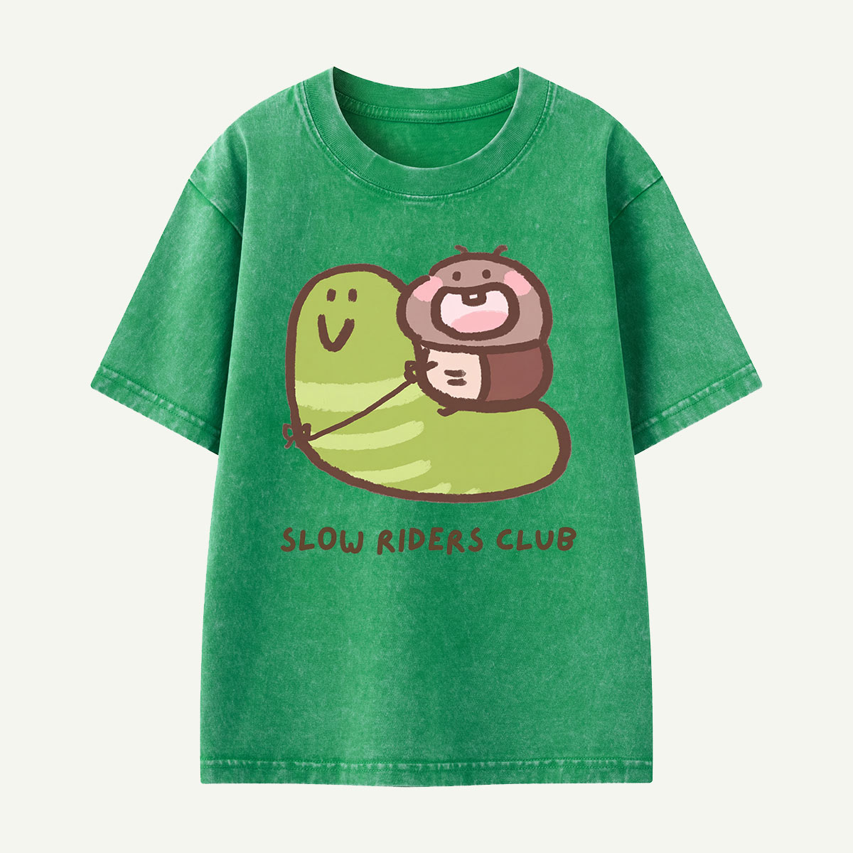 Slow Riders Club Snail Ride Kids Washed T-Shirt