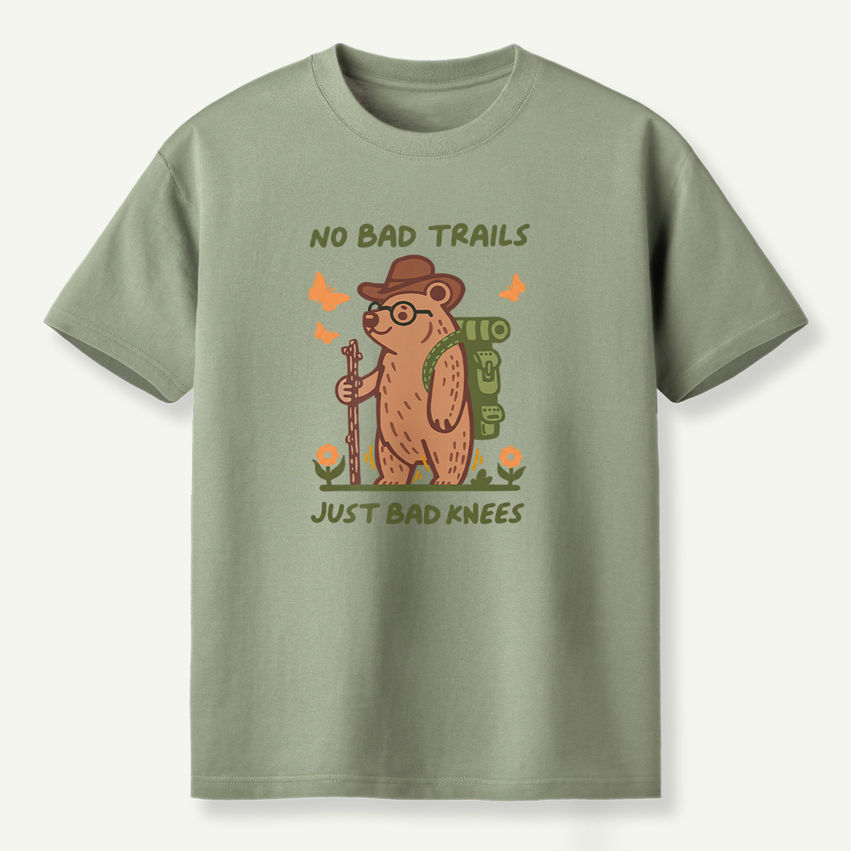 No Bad Trails Just Bad Knees Hiking Bear T-Shirt