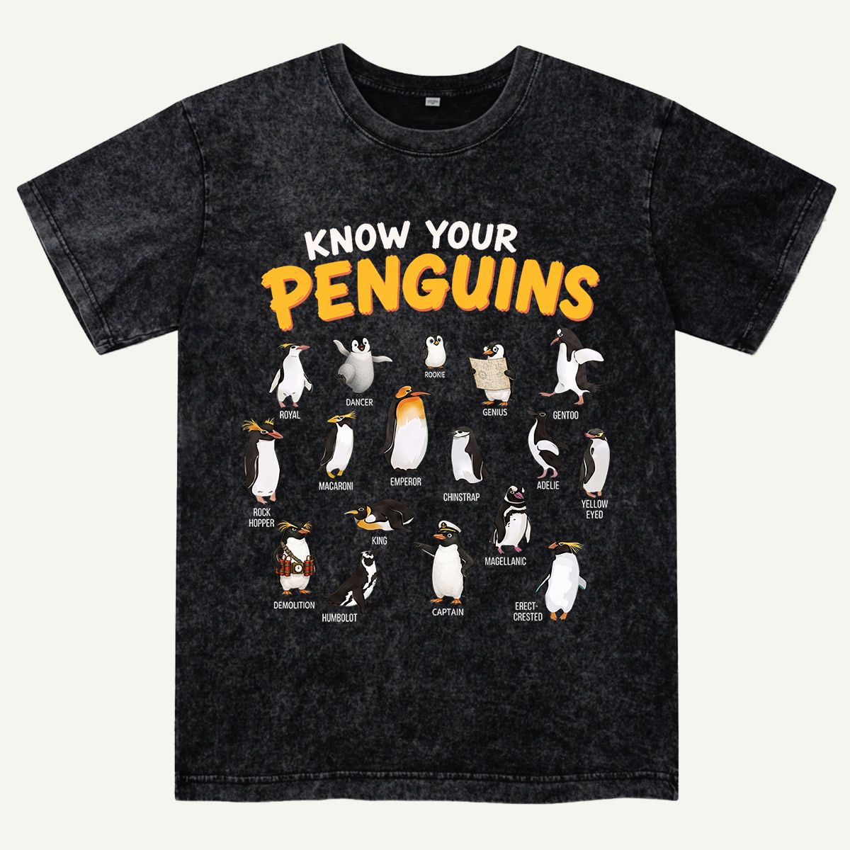 Know Your Penguins Penguin Species Washed T-Shirt