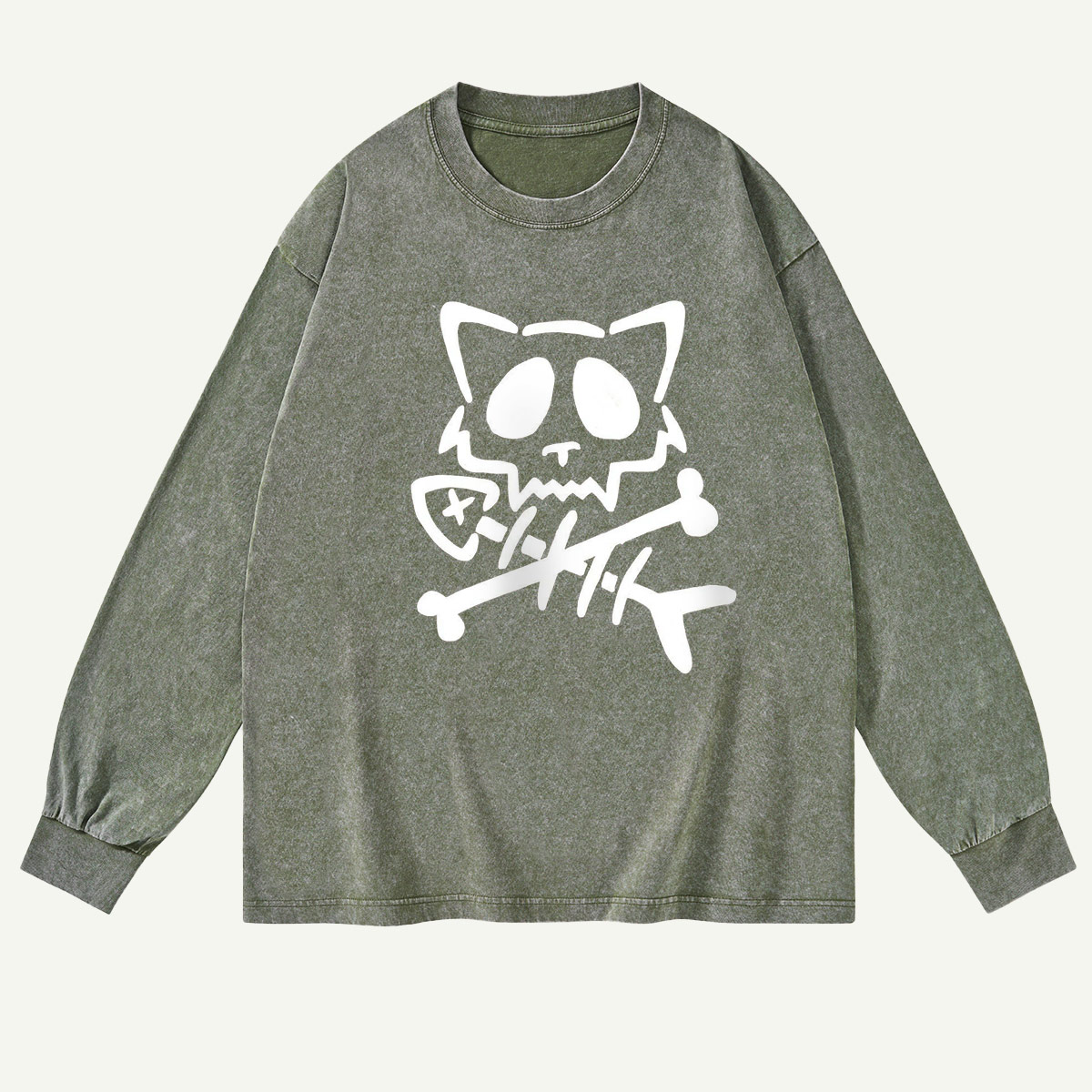 Cat Bones & Fish Tales Washed Long‑sleeve